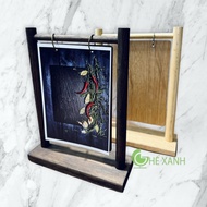 Menu hanging rack size A5, Wooden menu hanging frame size A5 with Bamboo wood base - GHEXANH