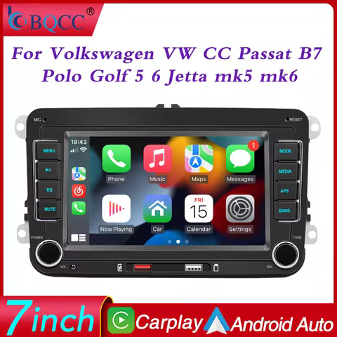 BQCC 7'' 2Din Car Player for Volkswagen VW CC Passat B7 Polo Golf 5 6 Jetta UY5 UY6 Wireless CarPlay
