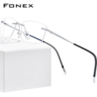 FONEX กรอบแว่นตาสไตล์ไร้ขอบสำหรับผู้ชายผู้หญิงแว่นตาทรงสี่เหลี่ยมสไตล์ญี่ปุ่นเบาพิเศษปี9608