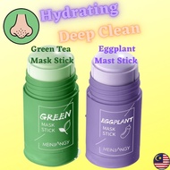 Green Tea Eggplant Clay Stick Mask Moisturize Face Care Oil Control Anti-Acne Facial Skincare Mud Mask 40g