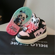 Kids Shoes Girls Panda Shoes Panda Thick Casual Shoes Boys HighTop Leather Stitching Breathable Snea