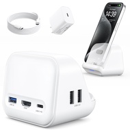 USB-C Docking Station Stand for Samsung Dex, 5-in-1 Multiport Hub with Phone Stand, 4K HDMI, USB 3.0
