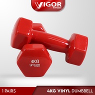 Vigor Fitness Vinyl Dumbbell Lady Dumbbell In (1 Pairs / 2 x 4kg) / Dumbbell Vinyl Wanita Dalam (1 P