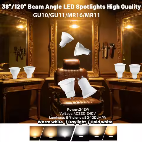 4Pack Mini LED GU11 MR11 Lamp GU10 GU4 GU5.3 Base AC 220V Reflector Spot Bulb 3W 9W 12W 38° Beam Ang