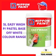 5L NIPPON PAINT OFF WHITE P/ PASTEL BASE Easy Wash | Cat Senang Lap | Washable Paint | Cat Dinding | 水漆 | 灰水