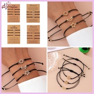 dignityss 3pcs Sun Moon Star Bracelet Friendship Jewelry Adjustable Hand Woven Bracelet