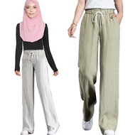 Women Seluar Cotton Linen Muslimah Palazzo Pants Plus Size Pyjama Muslim Long Pants Slack Loose Long Pants