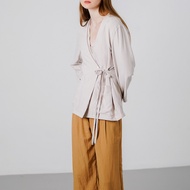 This Is April Women's Long Sleeve Hijab Friendly Casual Top Eirene Top Ivory and Grey