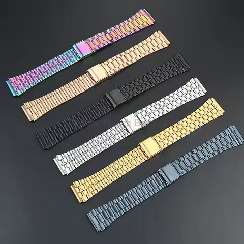 18mm Stainless Steel Metal Bracelet for Casio A158/159/A168/169/B650/AQ230/F91/108 Classic Small Squ