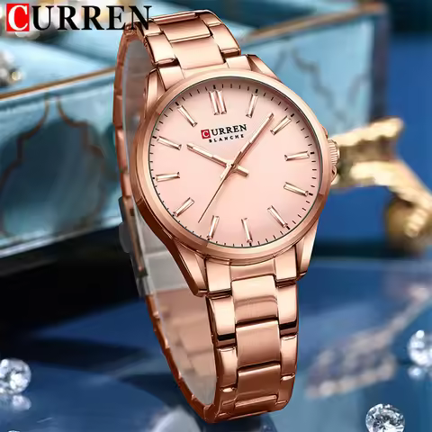 CURREN Fashion Women Watch Top Brand Luxury Lady Girl Wristwatch Rose Gold Stainless Steel Bracelet 