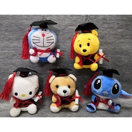 12cm Convo Graduation Cute Cartoon Teddy Bear, Stitch, Pooh, Doraemon & Hello Kitty Lovely Doll Plus