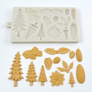 Leaf Christmas Tree Silicone Pine Tree Chocolate Mold Christmas Series Mold Reindeer Bell Pinecone 1