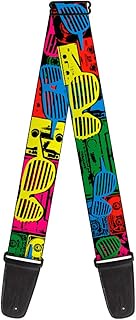 Buckle-Down 2 Inches Wide Guitar Strap - Eighties Shades Tapes Black/Neon (GS-W30517)