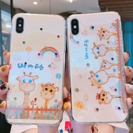 (S)手機殼IPhone6(s)/7/8(P)/XR/X(S)/MAX : 藍光水鑽長頸鹿