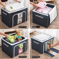 35L/80L/110L Large Capacity Foldable Cotton Linen Storage Box Steel Frame Storage Extra Large Box
