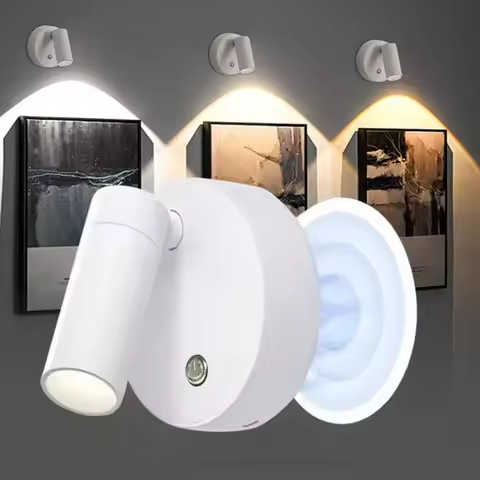 LED Light Magnetic Rechargeable Wall Light Spotlight Wireless No Punch Reading Light with Touch Swit