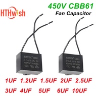 1/2PCS CBB61 450V High-Quality Fan Capacitor 5% 1UF 1.2UF 1.5UF 2UF 2.5UF 3UF 4UF 5UF 6UF 10UF for C