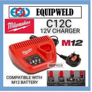 MILWAUKEE M12 C12C 12V CHARGER (ORIGINAL) FOR M12B2 M12B3 M12B4 M12B6 BATTERY PACK RED LITHIUM ION