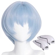 Ayanami Rei Cosplay Wig with Hair Clips Asuka Ayanami Rei Wig Eva Short Blue Costume Wig Genesis Ani