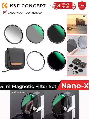 K&F Concept Magnetic Lens Filter Kit GND8 ND8 ND64 ND1000 Magnetic Adapter Ring 5 in 1 Quick Swap Sy