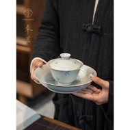 奉茗仿古手繪蘭花蓋碗壺承組三才蓋碗帶蓋泡茶杯單個茶碗陶瓷茶具