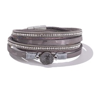 FANCY SHINY Boho Wrap Bracelets Leather Cuff Bracelet Bohemian Jewelry Resin Stone Leather Necklace 