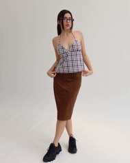 Toonaughty - Fairy Top in Blue Brown Gingham