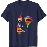 Abstract Colorful Adult T-Shirt Woman Art Face T-Shirt Fashion Tops for Boys and Girls Distro Ages 1