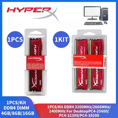 1Pcs/1Kit Hyperx RAM DDR4 Memoria 16GB 8GB 4GB 3200MHz 2666MHz 2400MHz 1.2V Desktop Memory PC4-25600