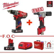 Milwaukee M12 FPD-602C + M12 BPRT-0 Percussion Drill Driver &amp; Sub Compact Rivet Tool Combo set