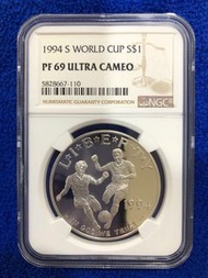 1994年美國世界杯足球賽紀念銀幣（NGC鑑定盒）