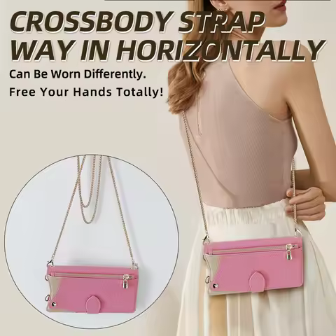 Zipper Crossbody Wallet Case For Tecno Pop 10 9 8 7 6 Pro Metal Chain Leather 2 Cards Slot Mini Make