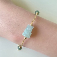 冰川藍竹節熊貓翡翠手鏈 | 天然緬甸玉A貨翡翠