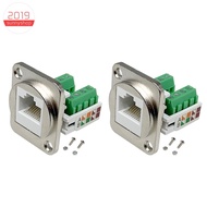 2PCS RJ45 Panel Mount Screw Terminal Adapter, RJ45/8P8C Female Panel Mount Connector, RJ45 Solderles