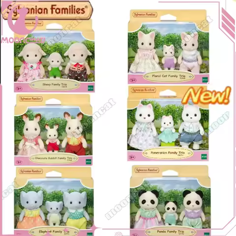 IN STOCK Sylvanian Families Family Trio Pomeranian Sheep Panda Floral Cat Elephant Rabbit Mini Fairy