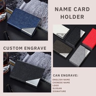 CUSTOM ENGRAVE Personalized PU Stainless Steel Business Card Holder NCH02 Name Card Holder Credit Ca