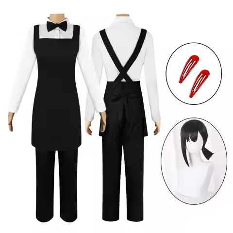 New 2025 Anime Higashiyama Kobeni Chainsaw Man Cosplay Costume Black Waiter Uniform Wig Halloween Ch