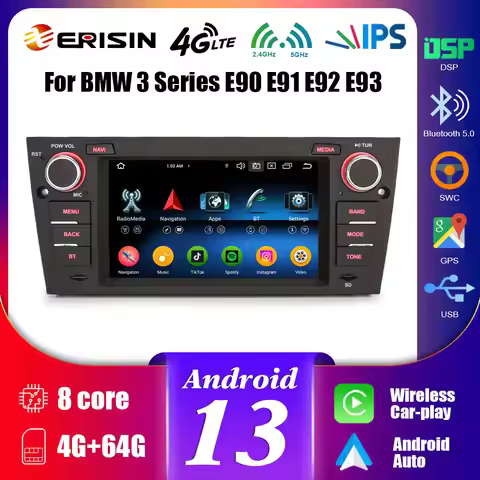 Erisin ES5767B Android 13 Car Radio Stereo For BMW E90 E91 E92 E93 M3 Multimedia CarPlay Auto GPS Na