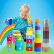 Stacking tower and cup stacking toys for children to learn letters, numbers, and colors for Mekids b