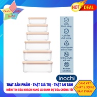 (Chính hãng Inochi) Bộ 06 Hộp đựng thực phẩm chữ nhật Hokkaido 500-750-1000-1500-2000-2500ml