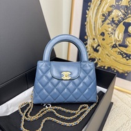 【全❤️全套】Chanel  23P藍色金扣 kelly nano大號手提包 斜挎包 單肩包