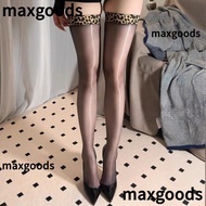 Leopard Print 20D Transparent Shiny Silk Thigh-High Stockings - Perfect for Parties