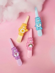 SHEIN X Care Bears 4入組可愛卡通小熊圖案大髮夾，適合化妝、護膚、日常使用，可當瀏海夾