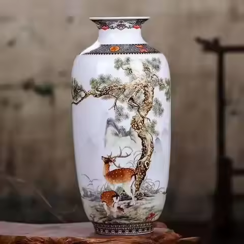 Jingdezhen Ceramic Vase Vintage Chinese Traditional Vases Home Decoration Animal Vase Fine Smooth Su