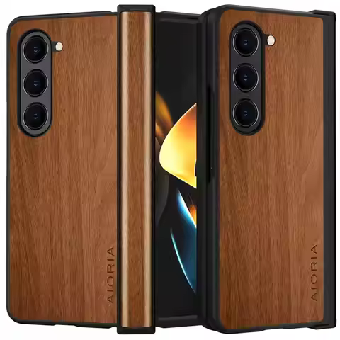 Case for Samsung Galaxy Z Fold 5 Fold4 zfold3 5G bamboo wood pattern Leather cover for galaxy z fold
