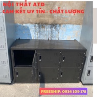 Tủ locker treo tường bằng sắt- tủ locker 6 ngăn có khóa giá rẻ đựng đồ có móc treo tường màu đen
