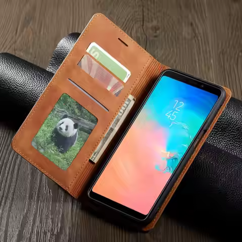 luxury Magnetic Leather Case For Samsung Galaxy A6 A7 A8 2018 J4 J6 Plus 2018 Phone Case Card slot F