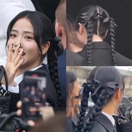 Jisoo Jisoo Black Bow Hair Clip Preppy Style Headdress Double Ponytail Hair Accessories Girl Twist B