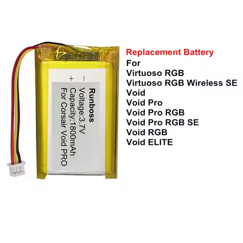 New 1800mAh 803450 For Corsair Void PRO VOID ELITE Virtuoso XT SE Wireless Bluetooth headset Battery