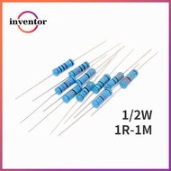 50Pcs 1/2W Metal Film Resistor 1% 1R-1M 1R  4.7/10/51/100/120/200/220/330/470/510R 1K/1.5/2/2.2/3/4.